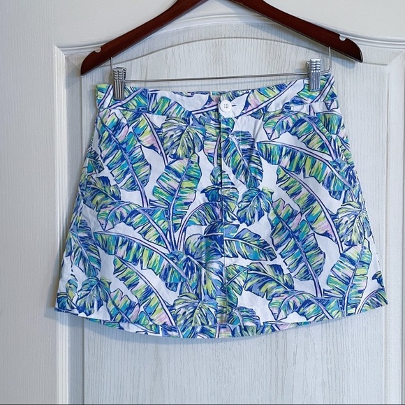 Tori Richards Honolulu Palms Mini Skirt, A-Line. White, Pink,‎ Blue, Size 4​ - Picture 2 of 13